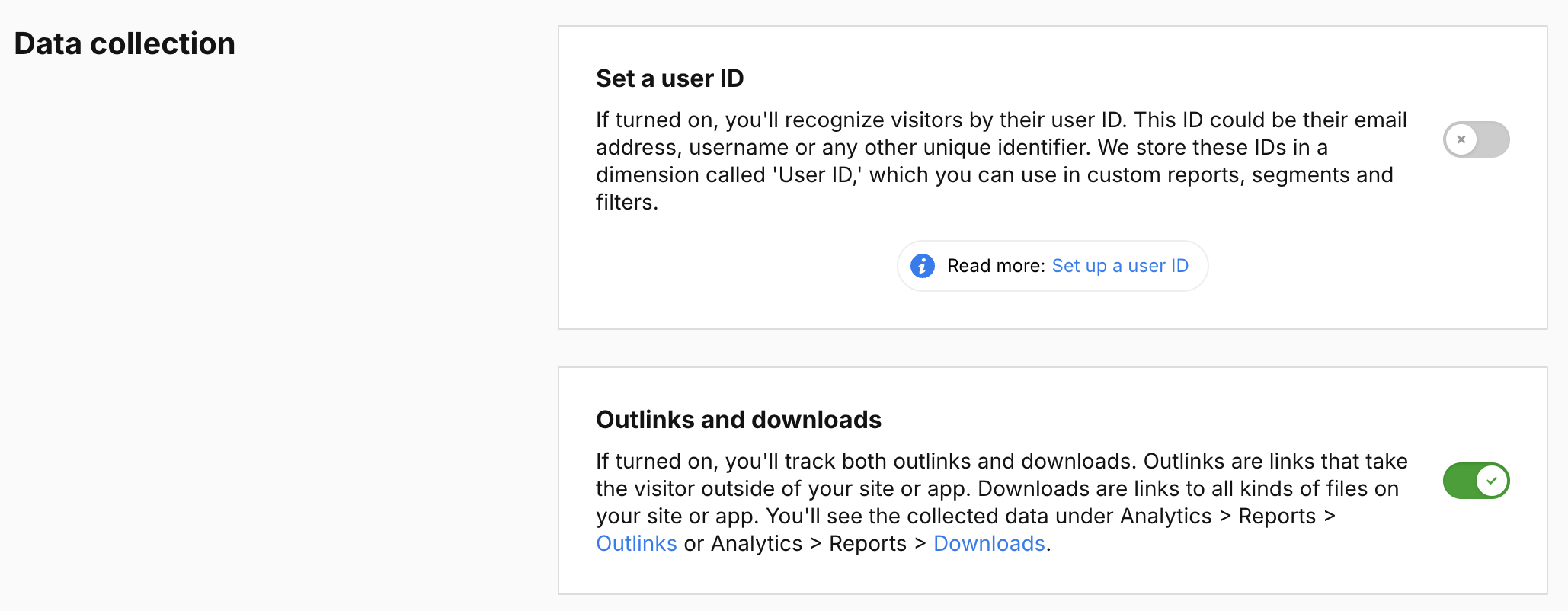 Data collection settings in Piwik PRO